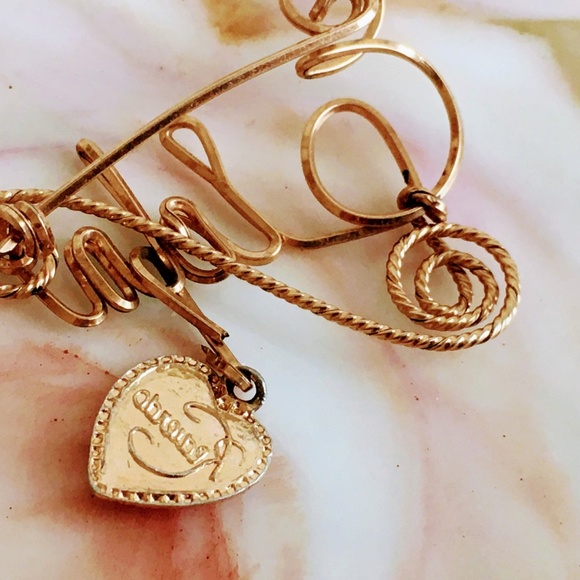 Antique Gold Filled Wire Name Brooch Elda Heart - Picture 6 of 6